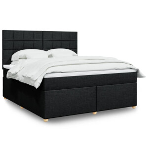 vidaXL Boxspring met matras stof zwart 180x200 cm