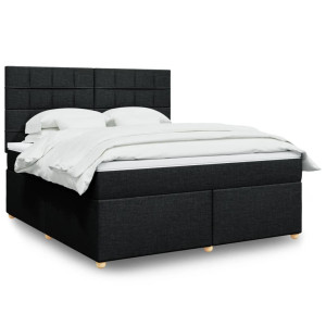 vidaXL Boxspring met matras stof zwart 180x200 cm