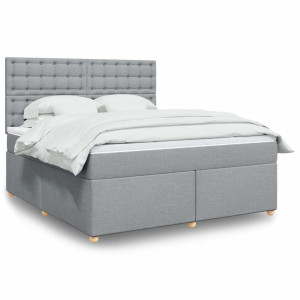 vidaXL Boxspring met matras stof lichtgrijs 180x200 cm