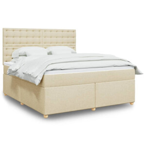 vidaXL Boxspring met matras stof crèmekleurig 180x200 cm