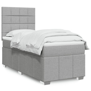 vidaXL Boxspring met matras stof lichtgrijs 80x200 cm