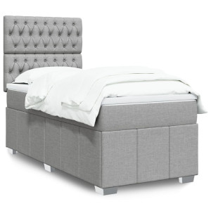 vidaXL Boxspring met matras stof lichtgrijs 80x200 cm