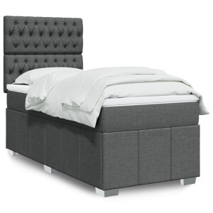 vidaXL Boxspring met matras stof donkergrijs 80x200 cm
