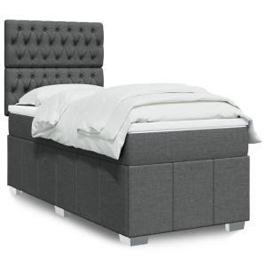vidaXL Boxspring met matras stof donkergrijs 80x200 cm