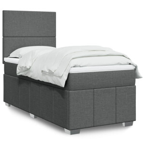 vidaXL Boxspring met matras stof donkergrijs 90x190 cm