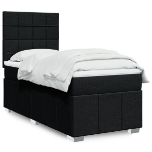 vidaXL Boxspring met matras stof zwart 90x190 cm