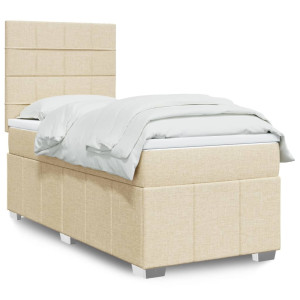 vidaXL Boxspring met matras stof crèmekleurig 90x190 cm