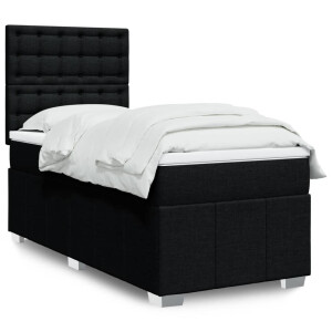 vidaXL Boxspring met matras stof zwart 90x190 cm