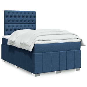 vidaXL Boxspring met matras stof blauw 120x190 cm