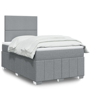 vidaXL Boxspring met matras stof lichtgrijs 120x200 cm