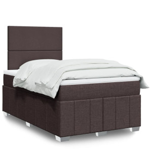 vidaXL Boxspring met matras stof donkerbruin 120x200 cm