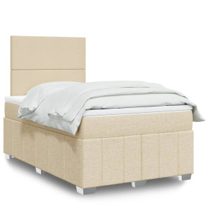vidaXL Boxspring met matras stof crèmekleurig 120x200 cm