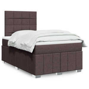 vidaXL Boxspring met matras stof donkerbruin 120x200 cm