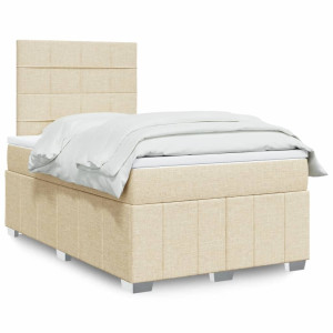 vidaXL Boxspring met matras stof crèmekleurig 120x200 cm