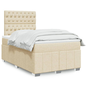 vidaXL Boxspring met matras stof crèmekleurig 120x200 cm