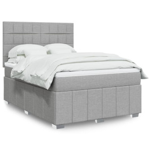 vidaXL Boxspring met matras stof lichtgrijs 140x190 cm