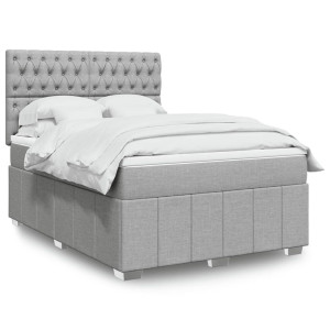 vidaXL Boxspring met matras stof lichtgrijs 140x190 cm
