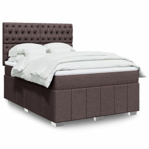 vidaXL Boxspring met matras stof donkerbruin 140x200 cm