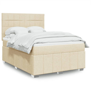 vidaXL Boxspring met matras stof crèmekleurig 160x200 cm