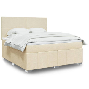 vidaXL Boxspring met matras stof crèmekleurig 180x200 cm