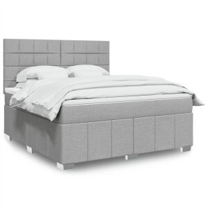vidaXL Boxspring met matras stof lichtgrijs 180x200 cm