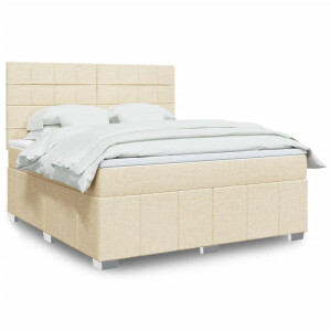 vidaXL Boxspring met matras stof crèmekleurig 180x200 cm