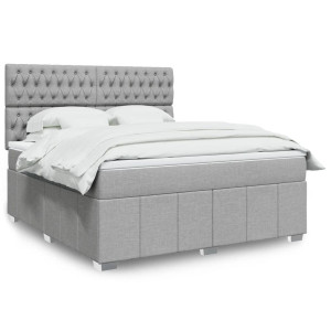 vidaXL Boxspring met matras stof lichtgrijs 180x200 cm