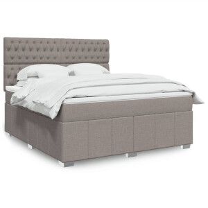 vidaXL Boxspring met matras stof taupe 180x200 cm