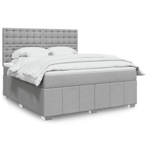 vidaXL Boxspring met matras stof lichtgrijs 180x200 cm