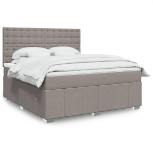 vidaXL Boxspring met matras stof taupe 180x200 cm