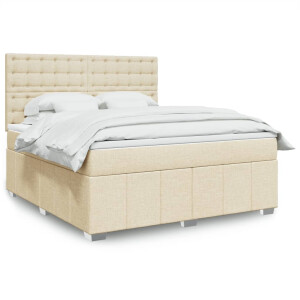 vidaXL Boxspring met matras stof crèmekleurig 180x200 cm