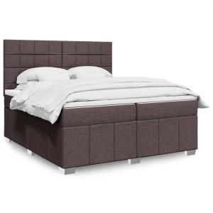vidaXL Boxspring met matras stof donkerbruin 200x200 cm