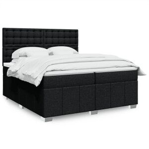 vidaXL Boxspring met matras stof zwart 200x200 cm