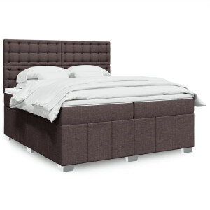 vidaXL Boxspring met matras stof donkerbruin 200x200 cm