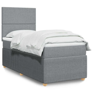 vidaXL Boxspring met matras stof lichtgrijs 80x200 cm