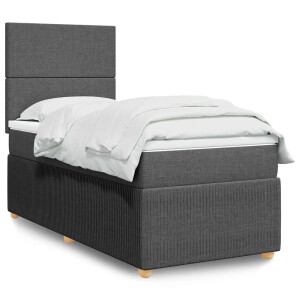 vidaXL Boxspring met matras stof donkergrijs 80x200 cm