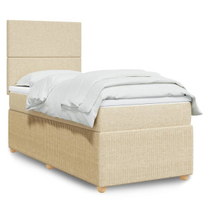 vidaXL Boxspring met matras stof crèmekleurig 80x200 cm