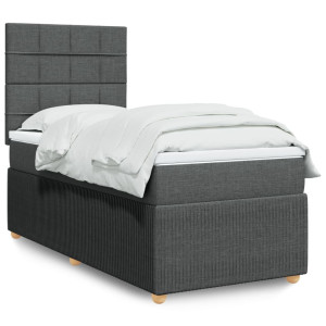 vidaXL Boxspring met matras stof donkergrijs 80x200 cm