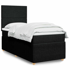 vidaXL Boxspring met matras stof zwart 90x190 cm