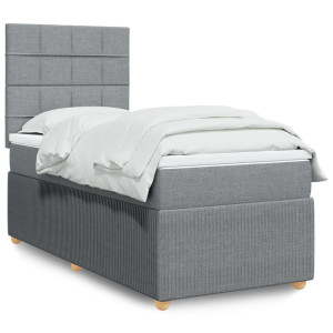 vidaXL Boxspring met matras stof lichtgrijs 90x190 cm