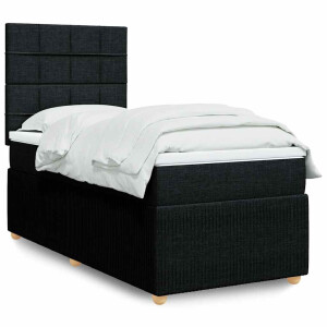 vidaXL Boxspring met matras stof zwart 90x190 cm