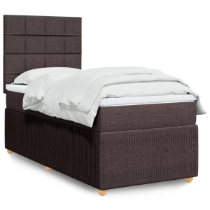 vidaXL Boxspring met matras stof donkerbruin 90x190 cm