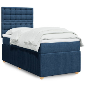 vidaXL Boxspring met matras stof blauw 90x190 cm