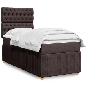 vidaXL Boxspring met matras stof donkerbruin 100x200 cm