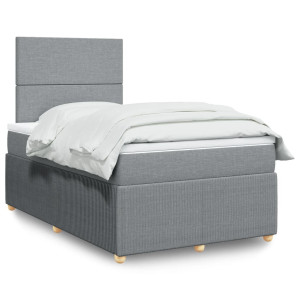 vidaXL Boxspring met matras stof lichtgrijs 120x190 cm