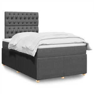 vidaXL Boxspring met matras stof donkergrijs 120x190 cm
