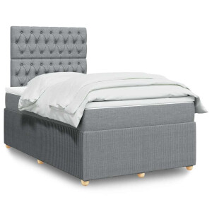 vidaXL Boxspring met matras stof lichtgrijs 120x200 cm