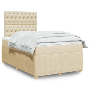 vidaXL Boxspring met matras stof crèmekleurig 120x200 cm