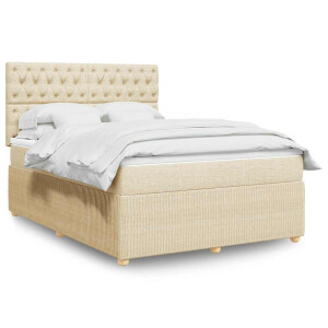 vidaXL Boxspring met matras stof crèmekleurig 140x190 cm