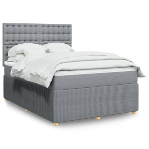 vidaXL Boxspring met matras stof lichtgrijs 140x190 cm